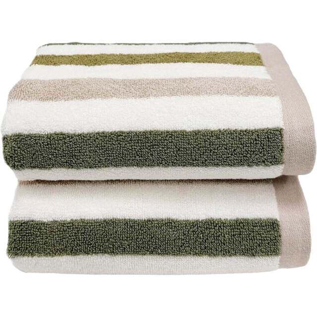 Allure Bath Fashions Cali Green Striped Hand Towel 2 Pack - Size: 50 x 85cm - Wilko - image 1