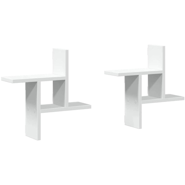vidaXL 38 x 12 x 38cm White Wooden Wall Shelf 2 Pack - Wilko - image 1