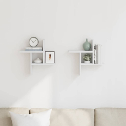 vidaXL 38 x 12 x 38cm White Wooden Wall Shelf 2 Pack - Wilko - thumbnail 3
