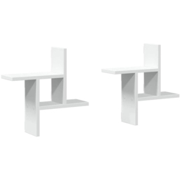 vidaXL 38 x 12 x 38cm White Wooden Wall Shelf 2 Pack - Wilko - thumbnail 1