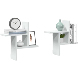 vidaXL 38 x 12 x 38cm White Wooden Wall Shelf 2 Pack - Wilko - thumbnail 5