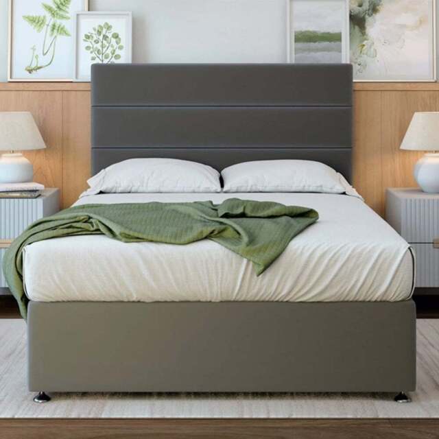 Bedmaster Small Double Graphite Plush Velvet 4 Drawer Divan Base - Grey - Wilko - image 1