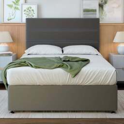 Bedmaster Small Double Graphite Plush Velvet 4 Drawer Divan Base - Grey - Wilko - thumbnail 1