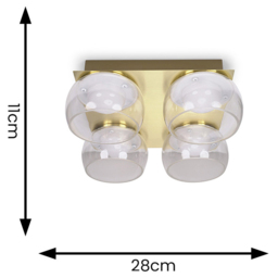 ValueLights Alissa Brushed Gold LED 4 Way Ceiling Light with Smoked Glass - Wilko - thumbnail 7