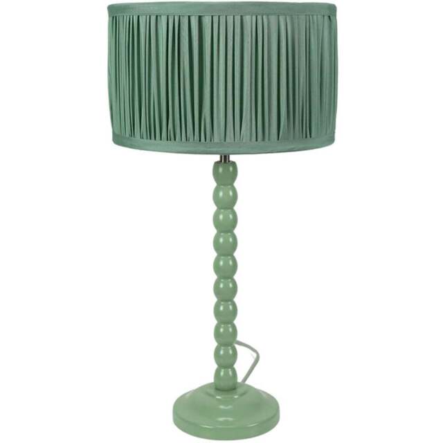 ValueLights Bobbins Ruched Pleated Green Drum Shade Sage Green LED Table Lamp - Wilko - image 1