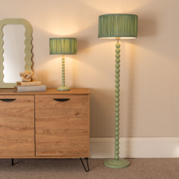 ValueLights Bobbins Ruched Pleated Green Drum Shade Sage Green LED Table Lamp - Wilko - thumbnail 6