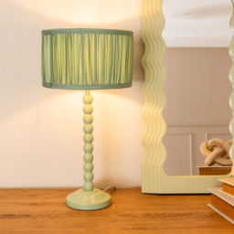 ValueLights Bobbins Ruched Pleated Green Drum Shade Sage Green LED Table Lamp - Wilko - thumbnail 3