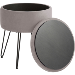 GFW Avery Grey Velvet Storage Stool - Size: 45 x 38 x 38cm - Wilko - thumbnail 4