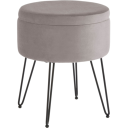 GFW Avery Grey Velvet Storage Stool - Size: 45 x 38 x 38cm - Wilko - thumbnail 3