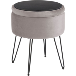 GFW Avery Grey Velvet Storage Stool - Size: 45 x 38 x 38cm - Wilko - thumbnail 5