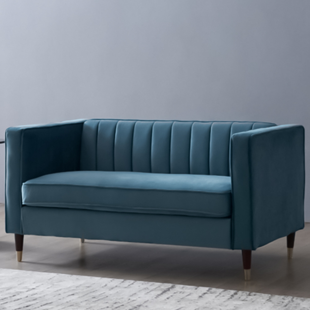 Home Detail Thomas 2 Seater Blue Velvet Sofa - Wilko - image 1
