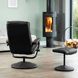 Artemis Home Gibson Black Swivel Recliner Chair with Footstool - Size: Single - Wilko - thumbnail 6