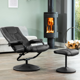 Artemis Home Gibson Black Swivel Recliner Chair with Footstool - Size: Single - Wilko - thumbnail 3