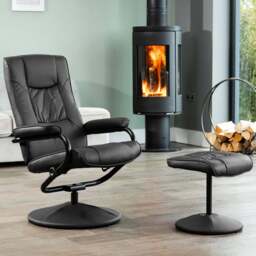 Artemis Home Gibson Black Swivel Recliner Chair with Footstool - Size: Single - Wilko