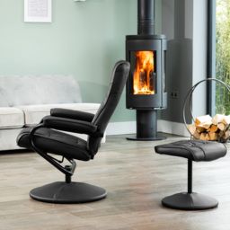 Artemis Home Gibson Black Swivel Recliner Chair with Footstool - Size: Single - Wilko - thumbnail 5
