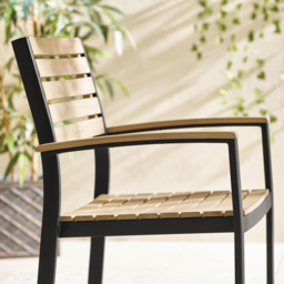 Furniturebox Mallow Set of 2 Black Teak Wood Outdoor Dining Chairs - Size: 58 x 58 x 58cm - Wilko - thumbnail 4