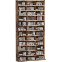 HOMCOM 36 Shelf Rustic Brown Large DVD and CD Media Storage Unit - Size: 195 x 23.5 cm x 102cm - Wilko - thumbnail 3