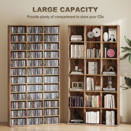 HOMCOM 36 Shelf Rustic Brown Large DVD and CD Media Storage Unit - Size: 195 x 23.5 cm x 102cm - Wilko - thumbnail 5