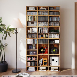 HOMCOM 36 Shelf Rustic Brown Large DVD and CD Media Storage Unit - Size: 195 x 23.5 cm x 102cm - Wilko - thumbnail 6