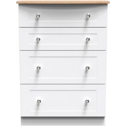 Crowndale Sussex 4 Drawer White Ash and Bardolino Oak Deep Chest of Drawers Ready Assembled - Wilko - thumbnail 4