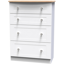 Crowndale Sussex 4 Drawer White Ash and Bardolino Oak Deep Chest of Drawers Ready Assembled - Wilko - thumbnail 3
