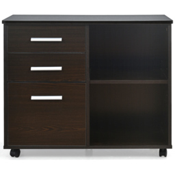 Costway 3 Drawer 2 Shelf Coffee Filing Cabinet - Size: 94 x 48 x 17cm - Brown - Wilko - thumbnail 6