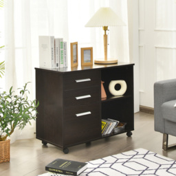 Costway 3 Drawer 2 Shelf Coffee Filing Cabinet - Size: 94 x 48 x 17cm - Brown - Wilko - thumbnail 7