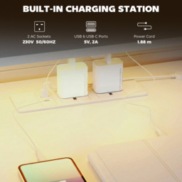 Portland 3 Drawer White Gaming Desk with Charging Station and RGB Lights - Size: 130 x 47 x 147cm - Wilko - thumbnail 6
