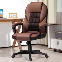 Portland Brown Executive Office Chair with High Back and Armrests - Size: 120 x 69 x 65cm - Wilko - thumbnail 1