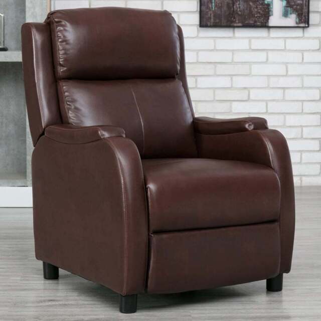 Furniture Online Churwell Brown Bonded Leather Pushback Recliner Chair - Size: 101 x 71 x 88cm - Wilko - image 1