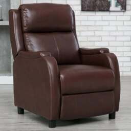 Furniture Online Churwell Brown Bonded Leather Pushback Recliner Chair - Size: 101 x 71 x 88cm - Wilko