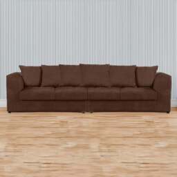 Luxor 4 Seater Chocolate Jumbo Cord Scatter Back Sofa - Brown - Wilko - thumbnail 1