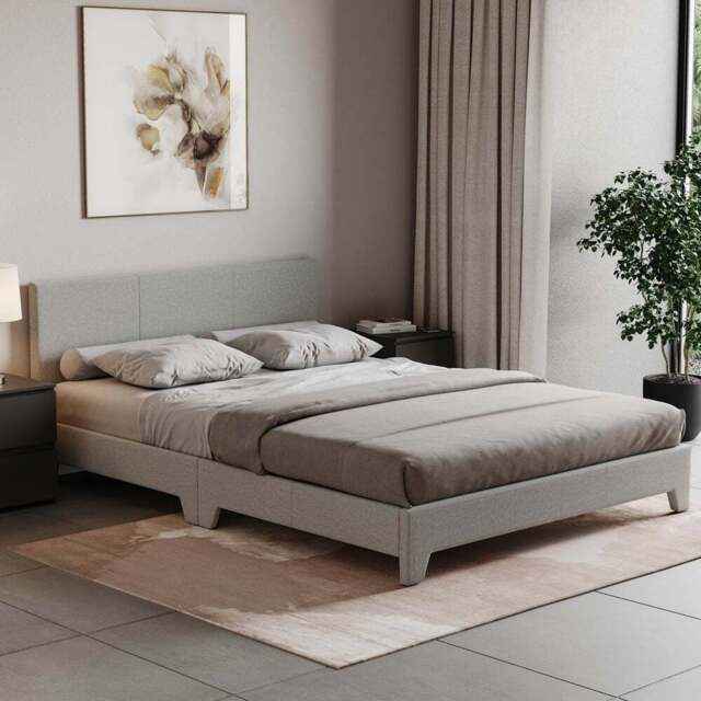 VIDA DESIGNS Victoria Double Light Grey Linen Bed Frame - Wilko - image 1