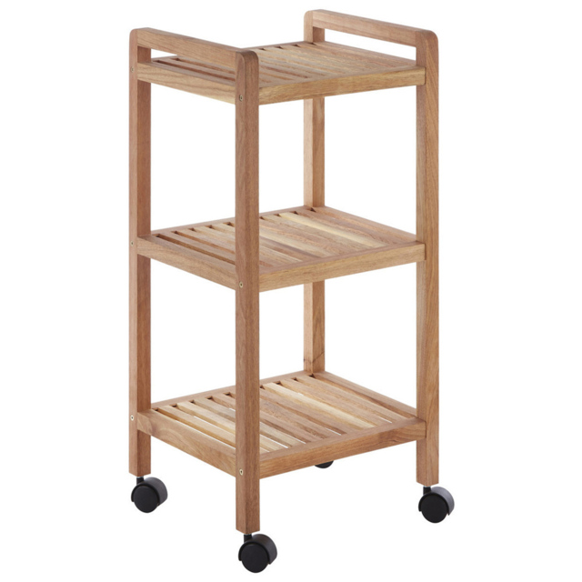 Premier Housewares 3 Tier Walnut Wood Bathroom Trolley - Size: 35 x 31 x 72cm - Wilko - image 1