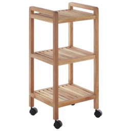 Premier Housewares 3 Tier Walnut Wood Bathroom Trolley - Size: 35 x 31 x 72cm - Wilko - thumbnail 1
