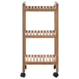 Premier Housewares 3 Tier Walnut Wood Bathroom Trolley - Size: 35 x 31 x 72cm - Wilko - thumbnail 3