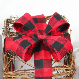 Shatchi Set of 3 Warm White LED Tartan Bow Rattan Parcels - Size: 35 x 21 x 20cm - Brown - Wilko - thumbnail 5