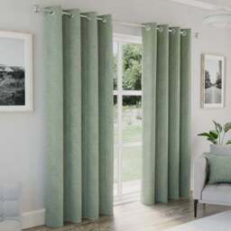 Enhanced Living Austin Green Thermal Blackout Eyelet Curtains 117 x 183cm - Wilko - thumbnail 1