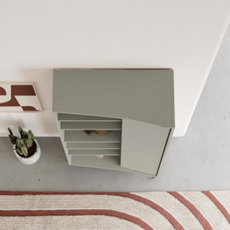 FWStyle Single Door 6 Shelf Ash Green Curved Modern Bookcase - Wilko - thumbnail 6