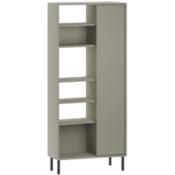 FWStyle Single Door 6 Shelf Ash Green Curved Modern Bookcase - Wilko - thumbnail 3