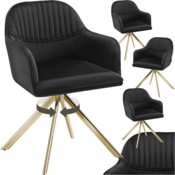 tectake Set of 4 Black and Gold Velvet Swivel Accent Armchair - Size: Single - Wilko - thumbnail 3