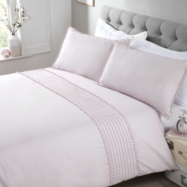 Rapport Home Pom Poms King Size Blush Duvet Set - Pink - Wilko - image 1