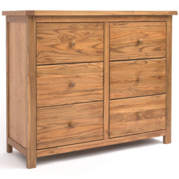 Cabinet Bits Trivento 6 Drawer Brown Wood Knob Chest of Drawers - Wilko - thumbnail 3