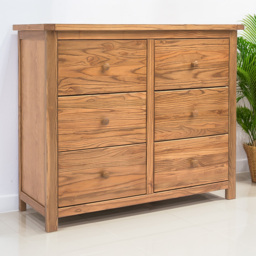 Cabinet Bits Trivento 6 Drawer Brown Wood Knob Chest of Drawers - Wilko - thumbnail 1