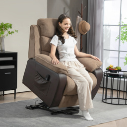 HOMCOM Brown Patchwork Design Electric Power Lift Elderly Recliner Armchair - Size: Single - Wilko - thumbnail 5