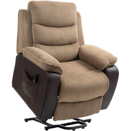 HOMCOM Brown Patchwork Design Electric Power Lift Elderly Recliner Armchair - Size: Single - Wilko - thumbnail 3