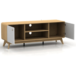 Loft24 Cassie 2 Door 2 Shelf White Oak TV Stand - Size: 53 x 140 x 39cm - Oak/White - Wilko - thumbnail 5
