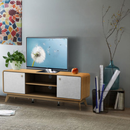 Loft24 Cassie 2 Door 2 Shelf White Oak TV Stand - Size: 53 x 140 x 39cm - Oak/White - Wilko - thumbnail 7
