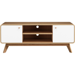 Loft24 Cassie 2 Door 2 Shelf White Oak TV Stand - Size: 53 x 140 x 39cm - Oak/White - Wilko - thumbnail 4