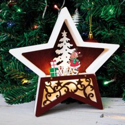 St Helens Multicolour Festive Light Up Wooden Christmas Star - Size: 3 x 19 x 19cm - Wilko - thumbnail 4